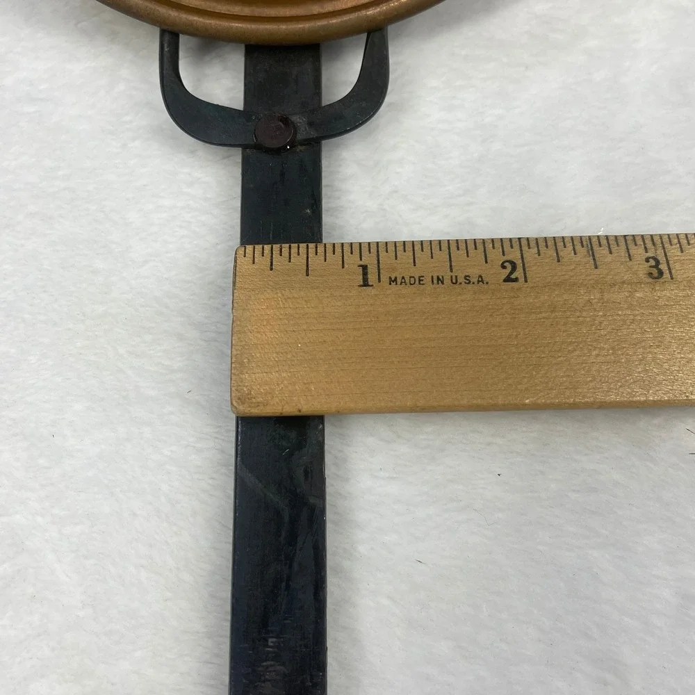 Vintage Solid Copper Pan Forged Iron Handle Hanging Hearth Kitchen Primitive
